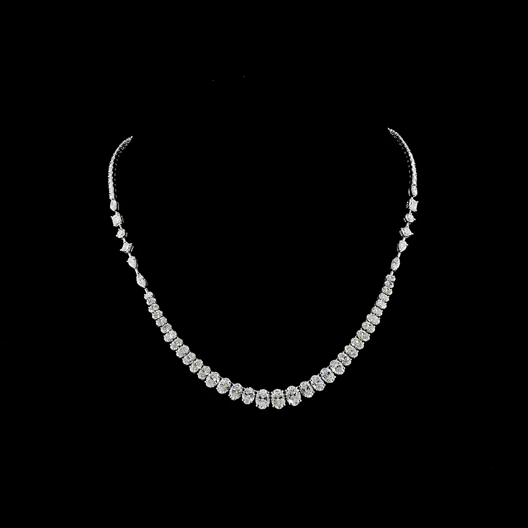 14.38 Cts 14k White Gold Mix Shape Special Necklace