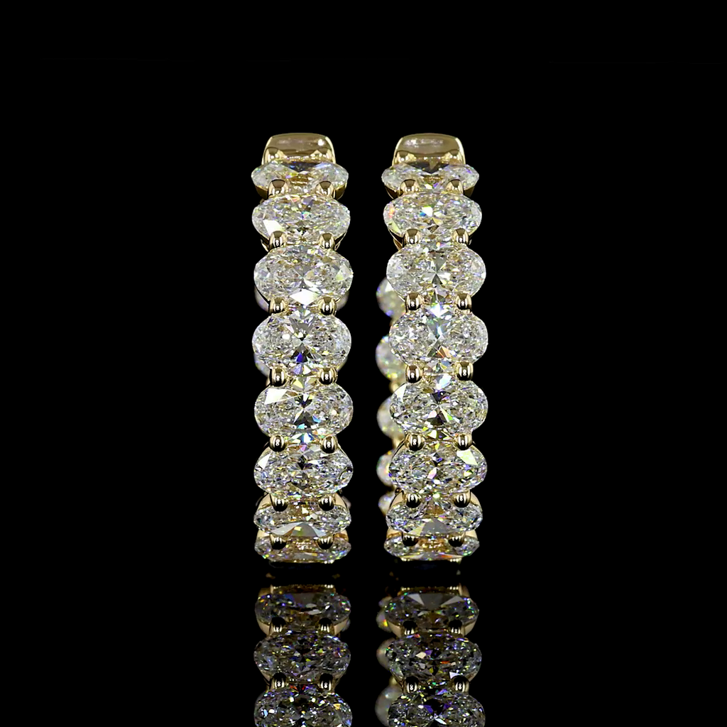 5.77 Cts 14k Yellow Gold Oval Shape Huggies Earring