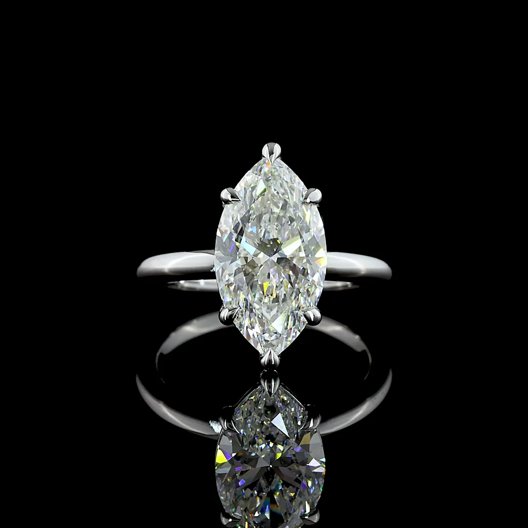 4.17 Cts 14k White Gold Marquise Shape Solitaire Ring