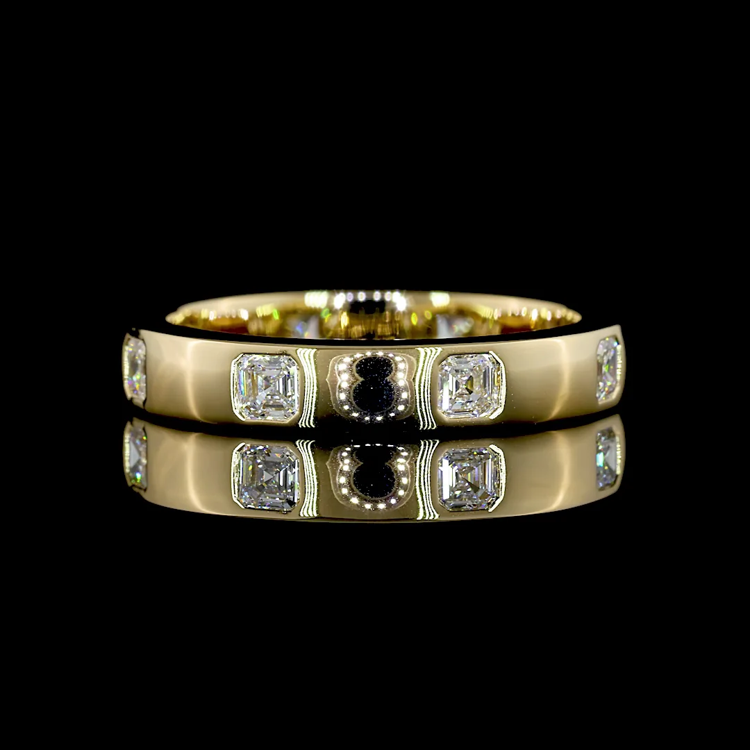 0.83 Cts 14k Yellow Gold Asscher Shape Eternity Band Eternity Band