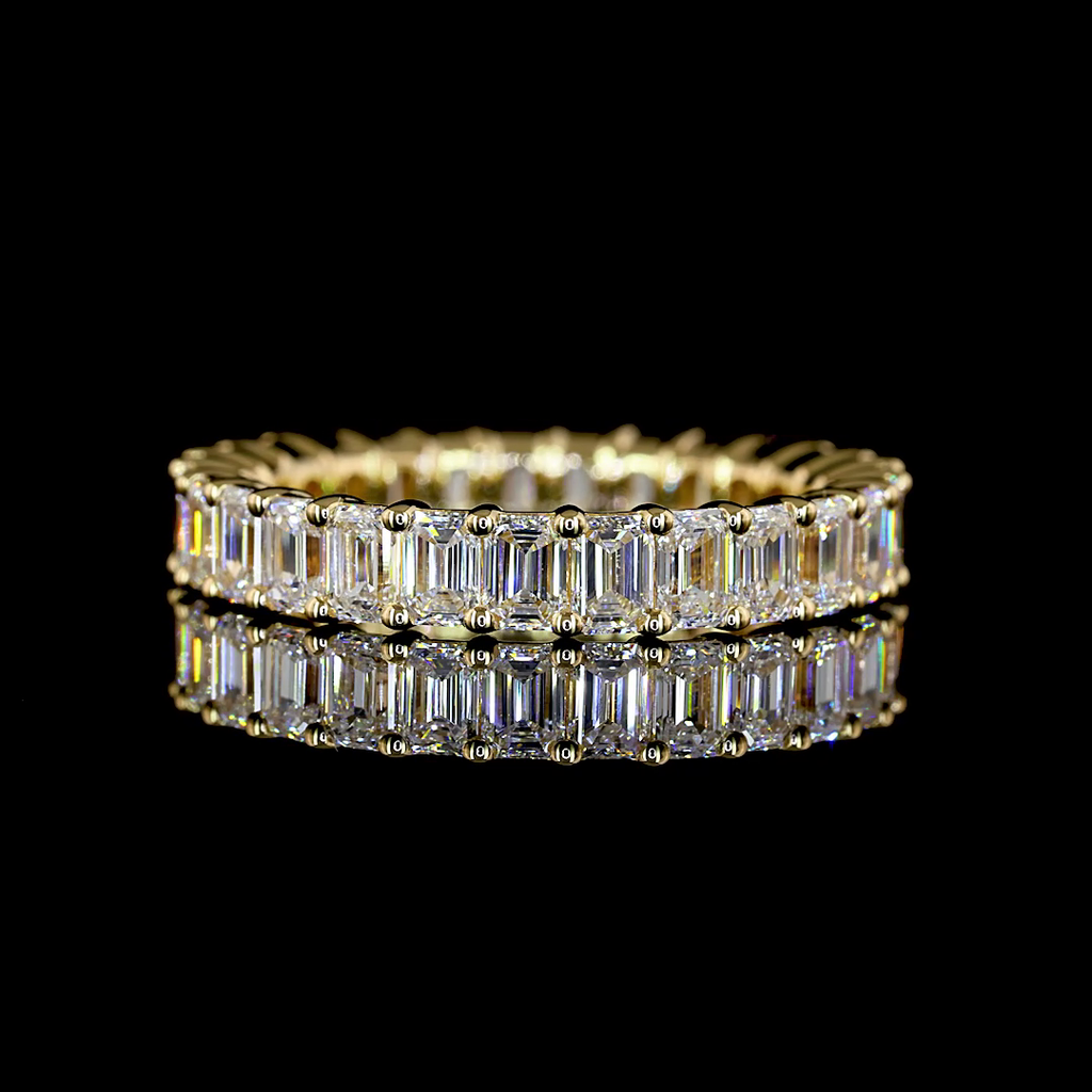 2.85 Cts 18k Yellow Gold Emerald Shape Eternity Band Eternity Band