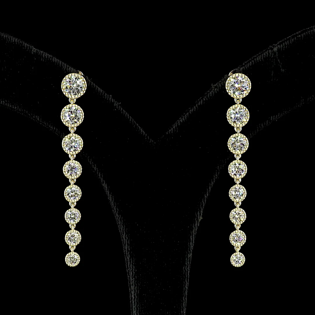 3.51 Cts 14k Yellow Gold Round Shape Hanging Earring