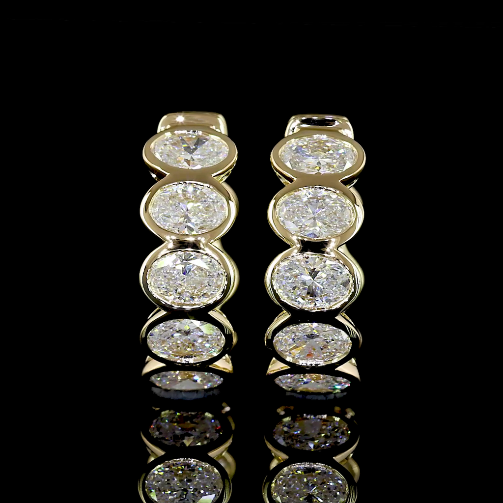 2.03 Cts 14k Yellow Gold Oval Shape Huggies Earring
