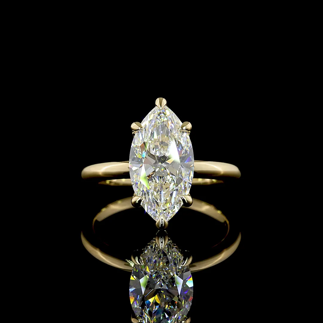 3.09 Cts 14k Yellow Gold Marquise Shape Hidden Halo Ring