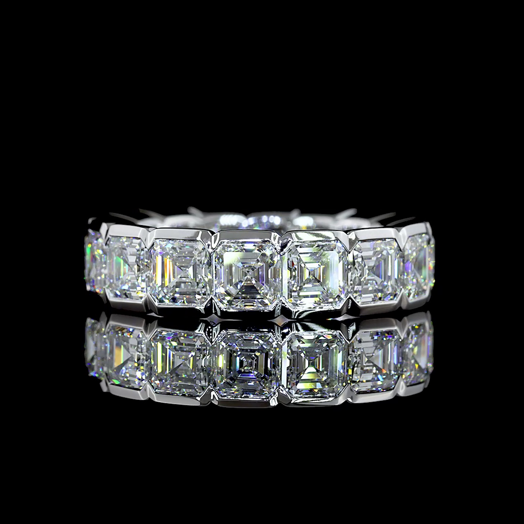 6.4 Cts 14k White Gold Asscher Shape Eternity Band Eternity Band