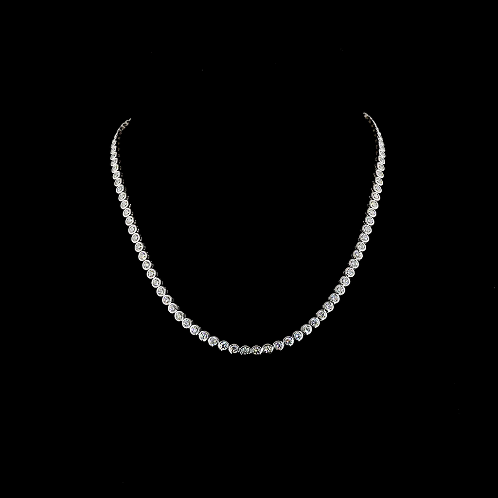 10.24 Cts 14k White Gold Round Shape Tennis Necklace