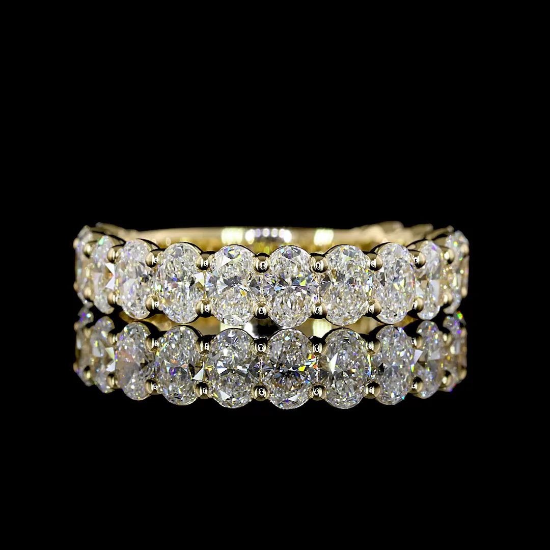 2.02 Cts 14k Yellow Gold Oval Shape 3/4 Band Eternity Band