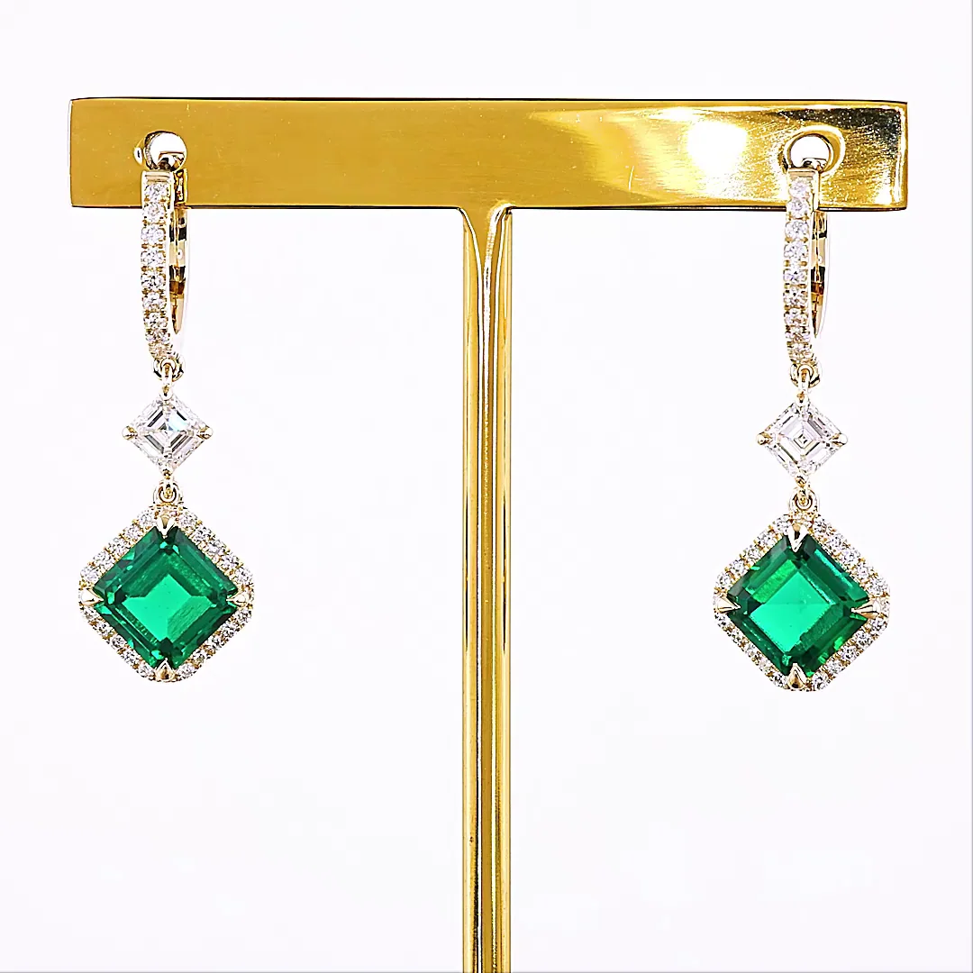 1.04 Cts 14k Yellow Gold Mix Shape Hanging Earring
