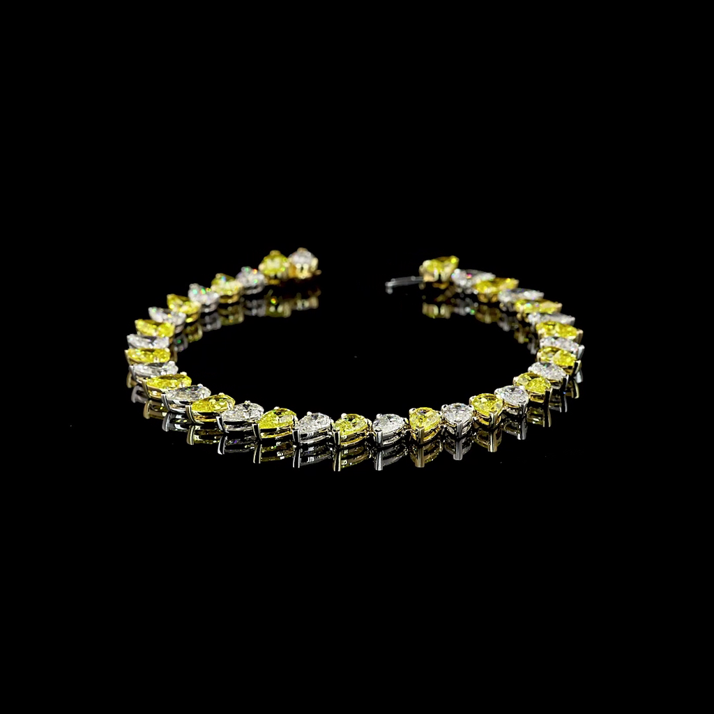 17.27 Cts 14k Two Tone Pear Shape Tennis Bracelet