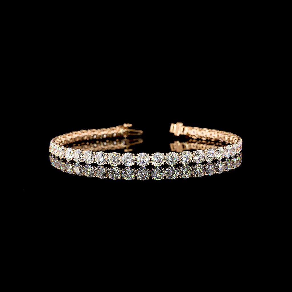 16.47 Cts 14k Rose Gold Round Shape Tennis Bracelet