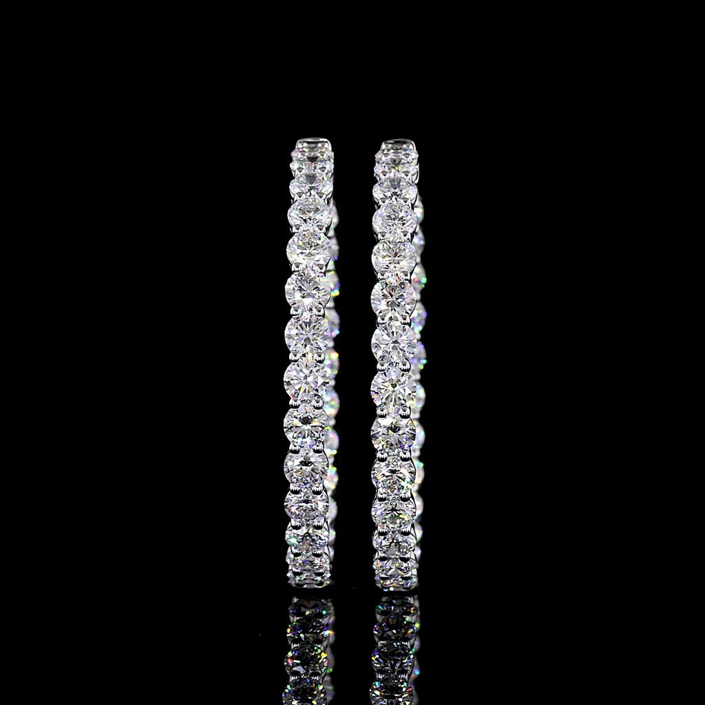 10.63 Cts 14k White Gold Round Shape Hoops Earring