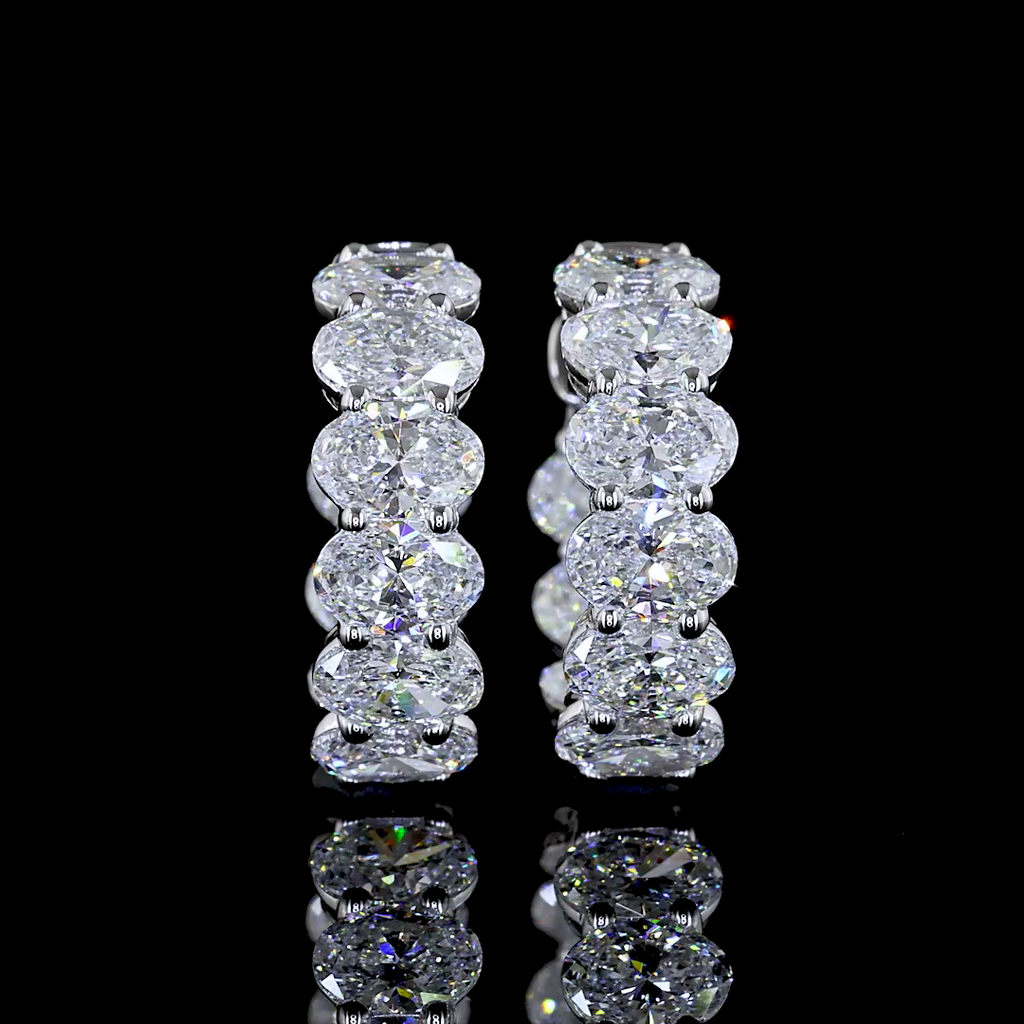 3.42 Cts 14k Yellow Gold Oval Shape Huggies Earring