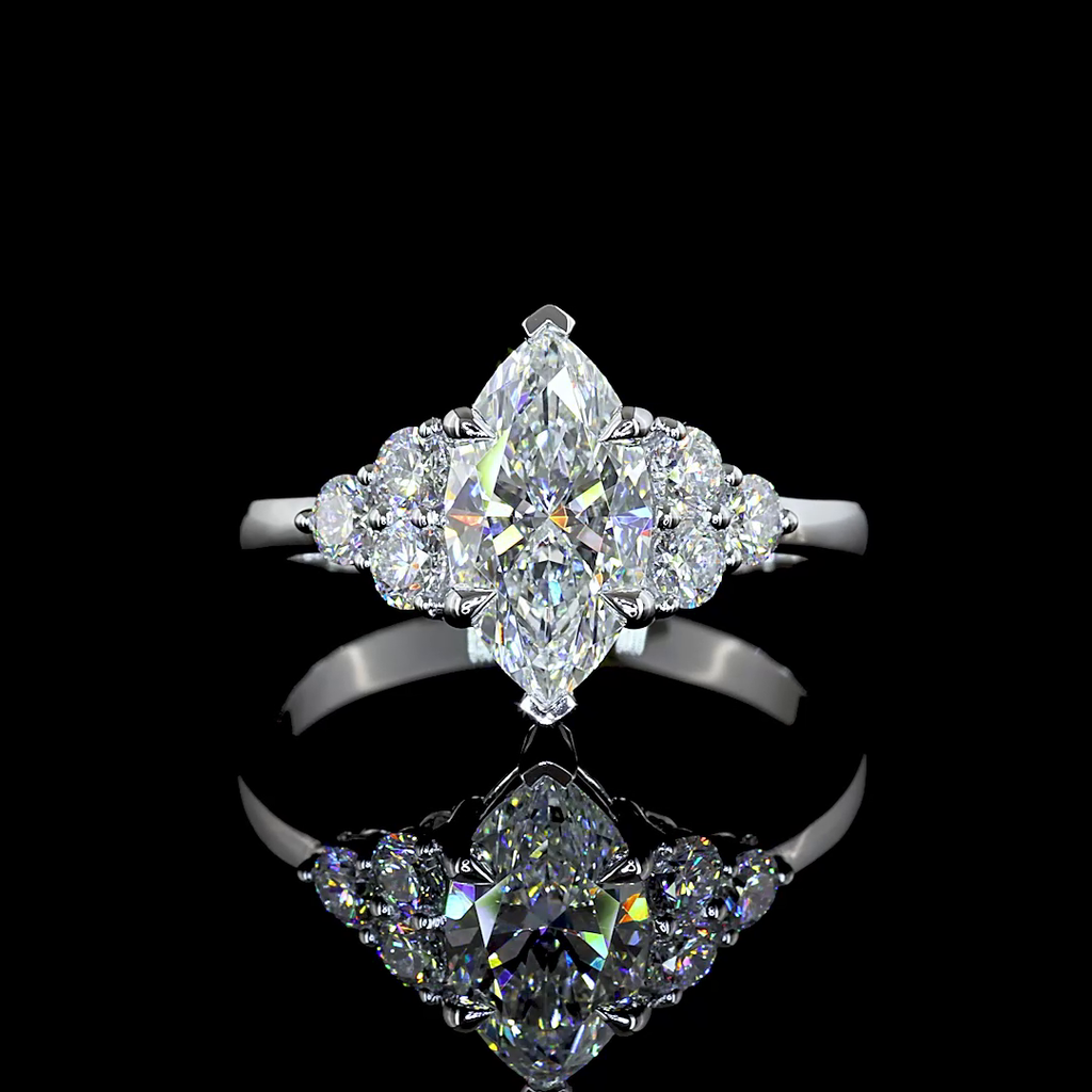 1.99 Cts 14k White Gold Mix Shape Special Ring