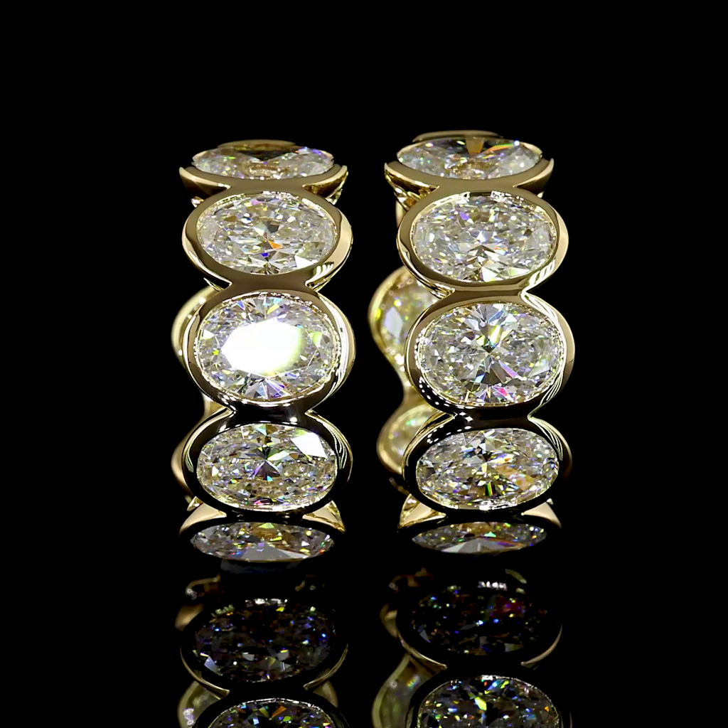 3.58 Cts 14k White Gold Oval Shape Huggies Earring