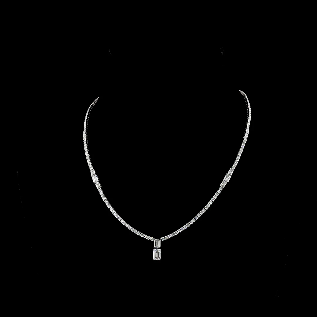 7.3 Cts 14k White Gold Mix Shape Special Necklace