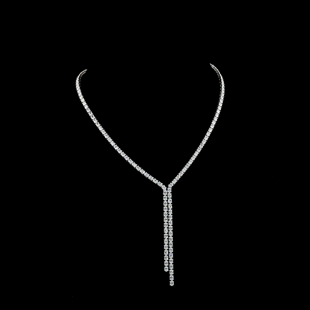 13.74 Cts 14k White Gold Oval Shape Lariat Necklace