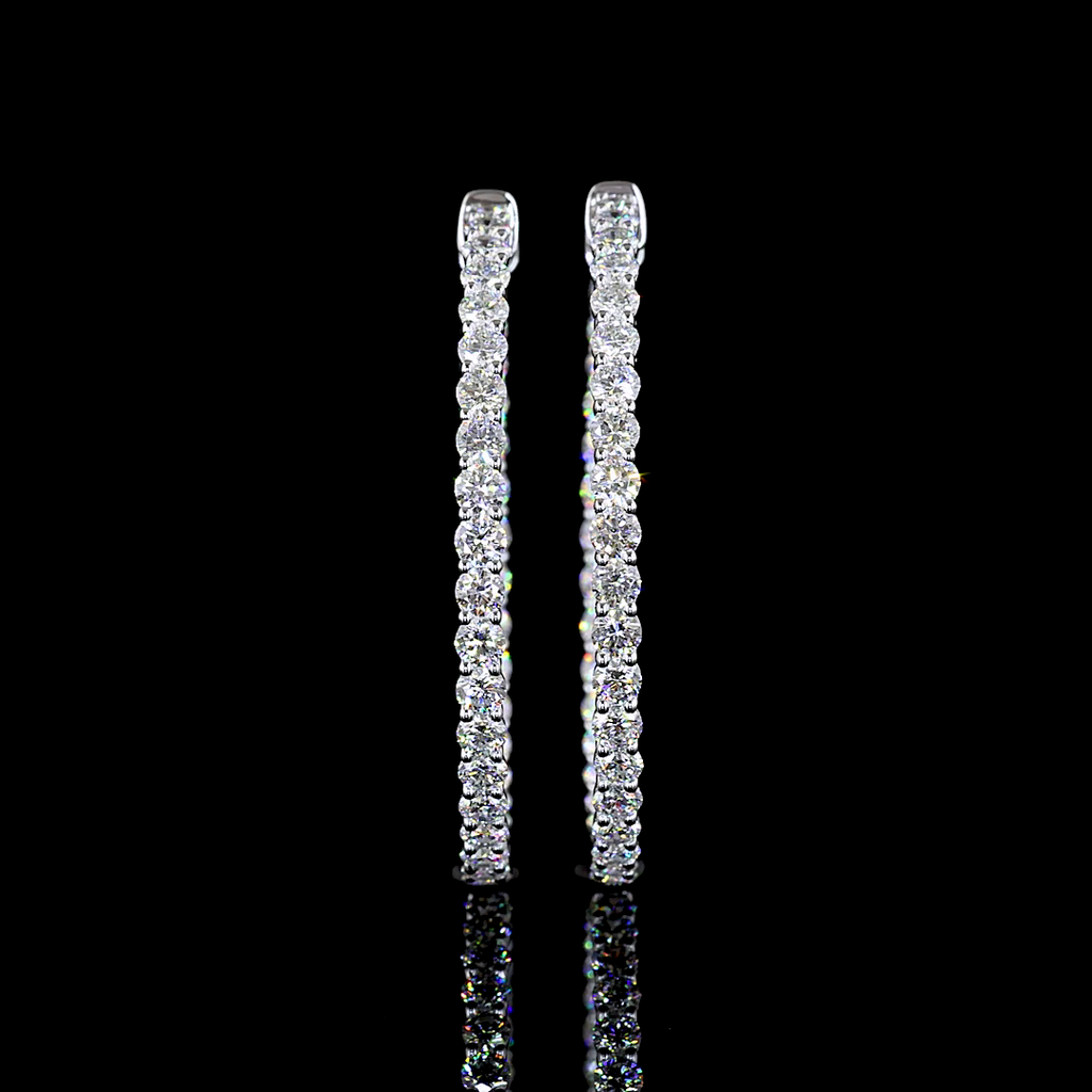 2.84 Cts 14k White Gold Round Shape Hoops Earring