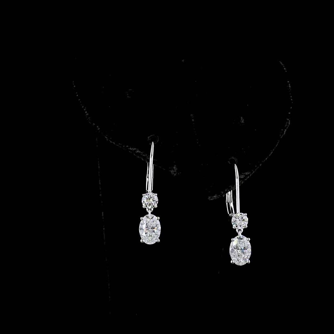 1.4 Cts 14k White Gold Mix Shape Hanging Earring