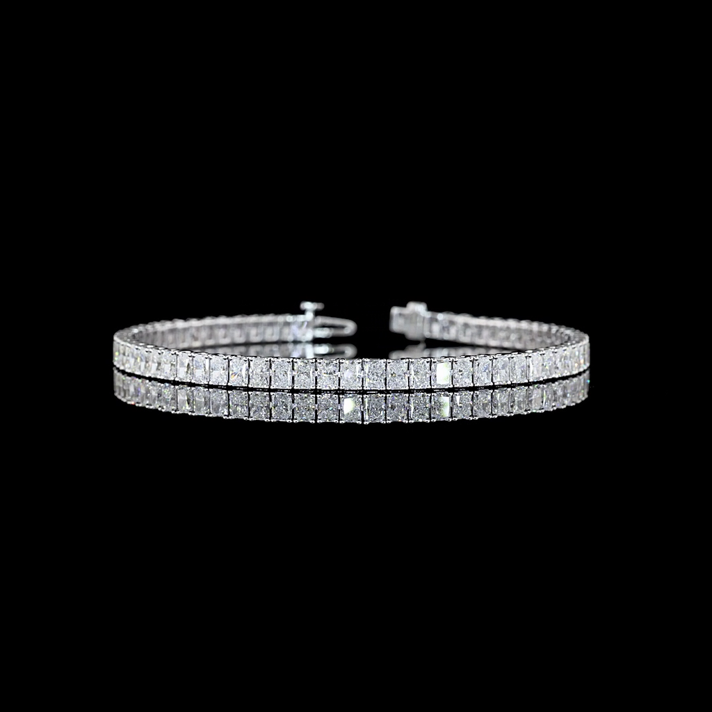 7.79 Cts 14k White Gold Radiant Shape Tennis Bracelet
