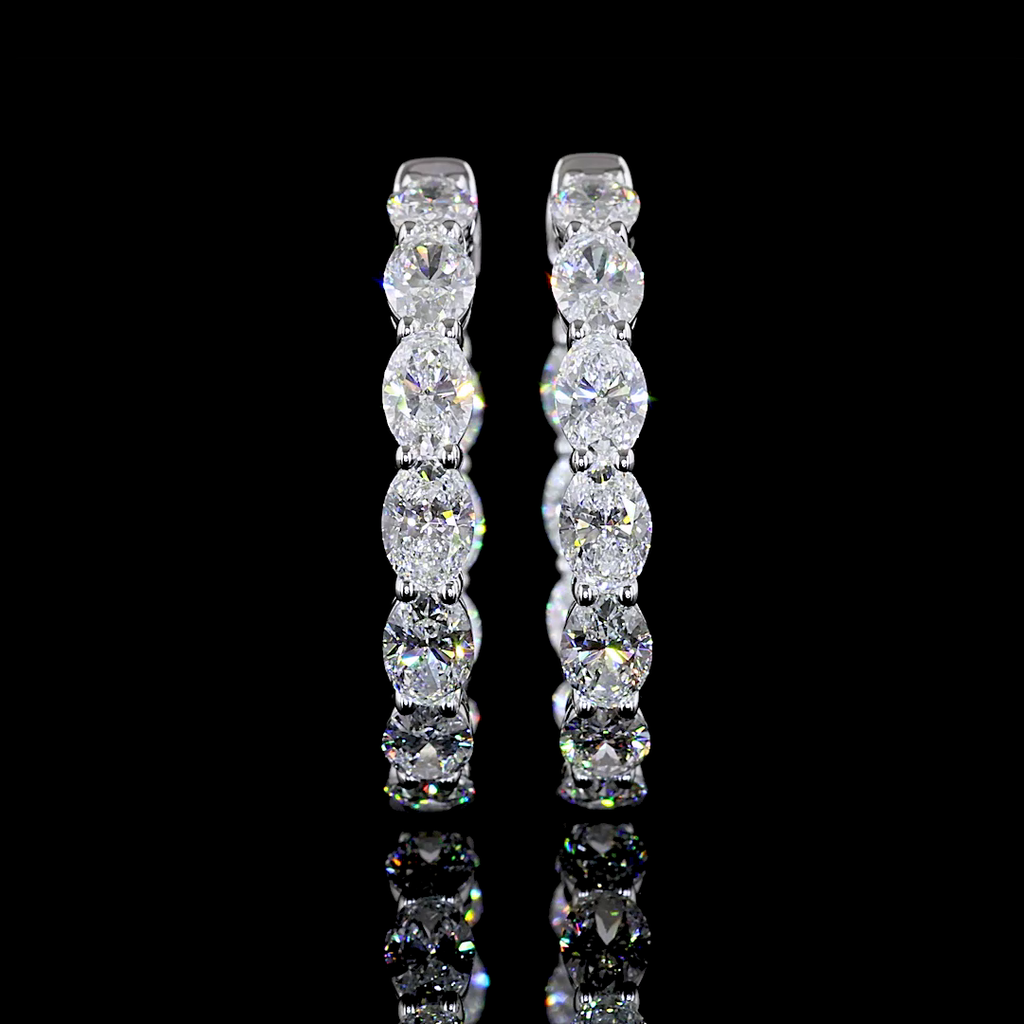 5.06 Cts 14k White Gold Oval Shape Hoops Earring