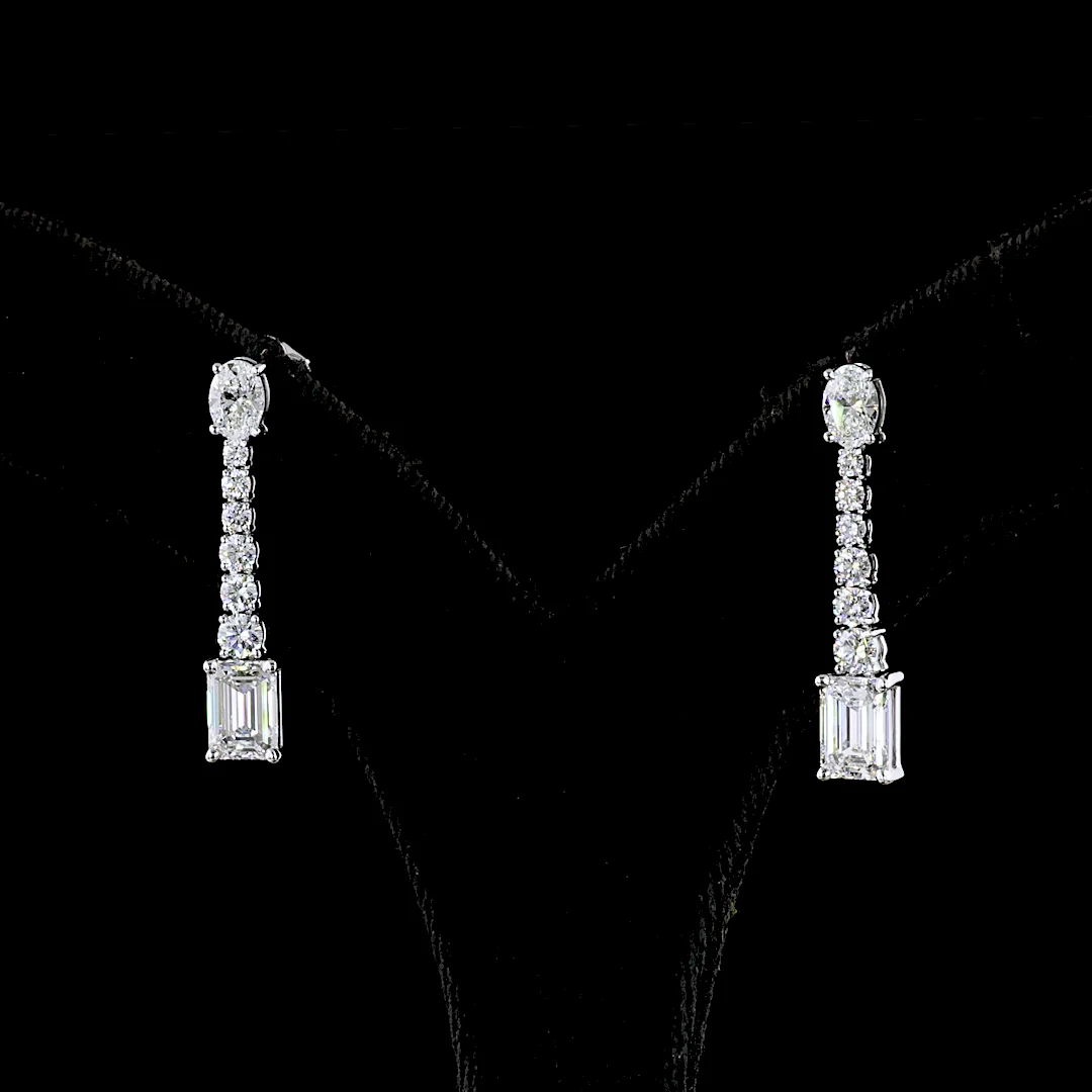 3.1 Cts 14k White Gold Mix Shape Hanging Earring