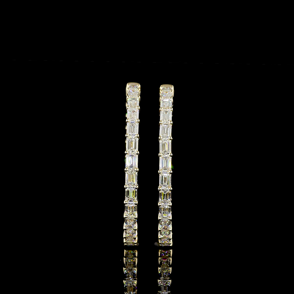 8.64 Cts 14k Yellow Gold Emerald Shape Hoops Earring