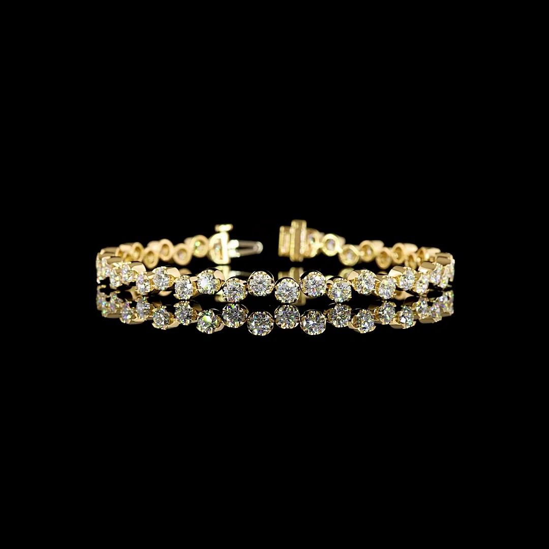 6.87 Cts 18k Yellow Gold Round Shape Tennis Bracelet