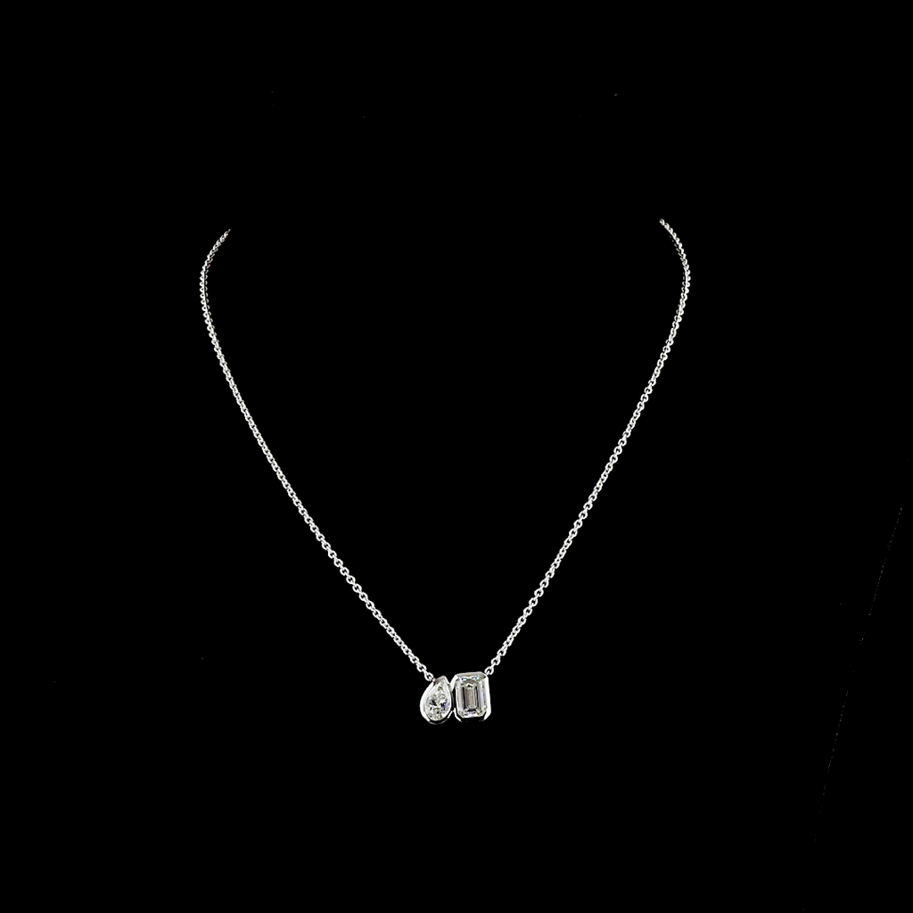 3.03 Cts 14k White Gold Mix Shape Pendant Pendant