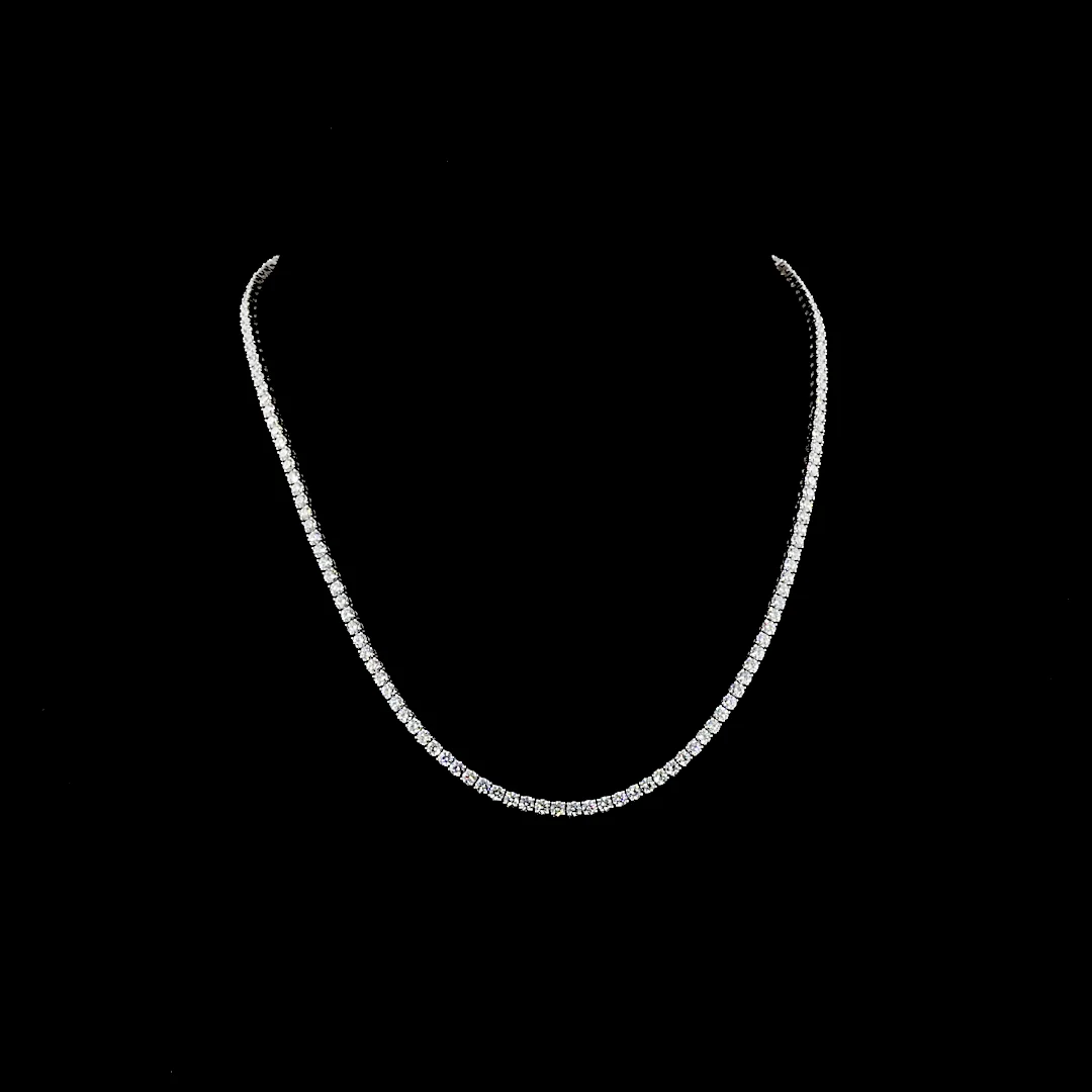 14.05 Cts 14k White Gold Round Shape Tennis Necklace