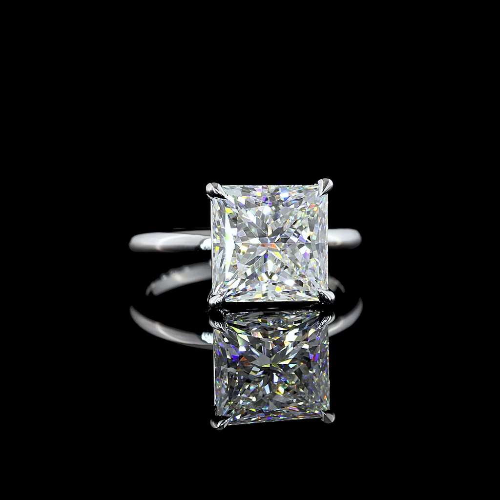 5.23 Cts 14k White Gold Princess Shape Solitaire Ring