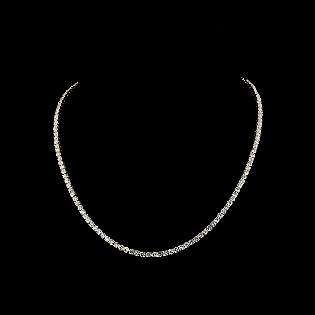 10.8 Cts 14k Yellow Gold Round Shape Tennis Necklace