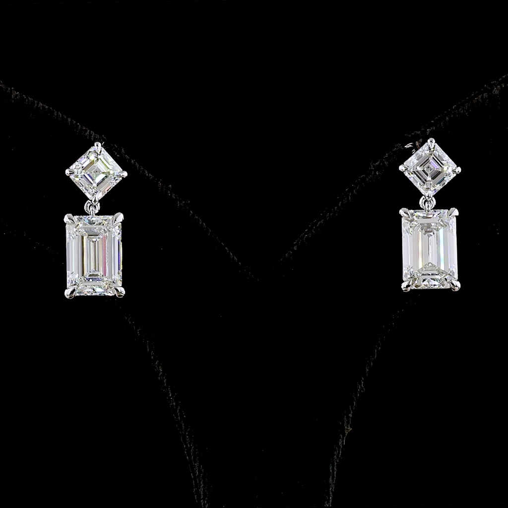 8.21 Cts 14k White Gold Mix Shape Hanging Earring