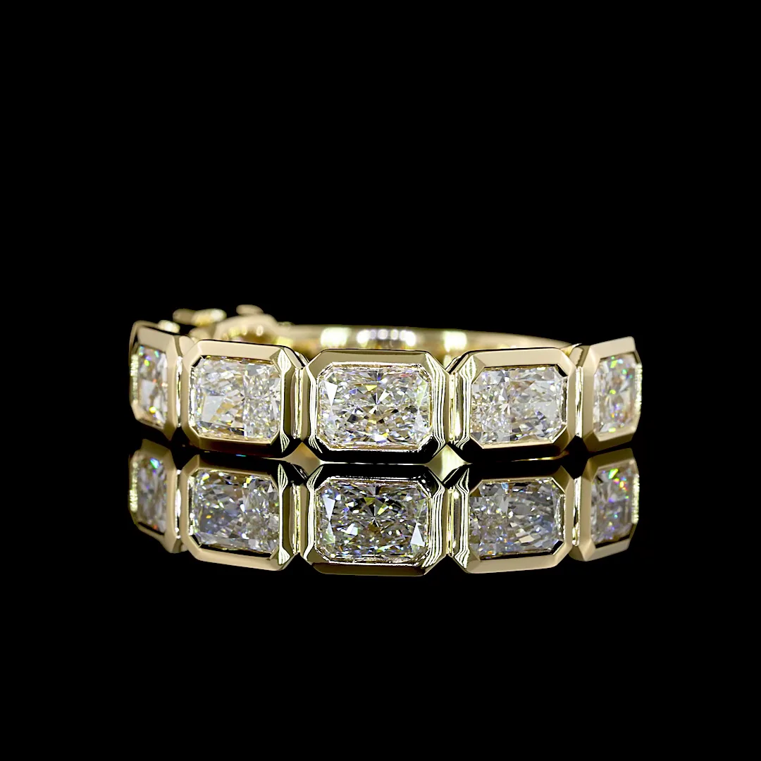 2.17 Cts 14k Yellow Gold Radiant Shape 7 Stones Eternity Band