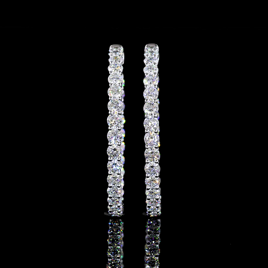 4.99 Cts 14k White Gold Round Shape Hoops Earring