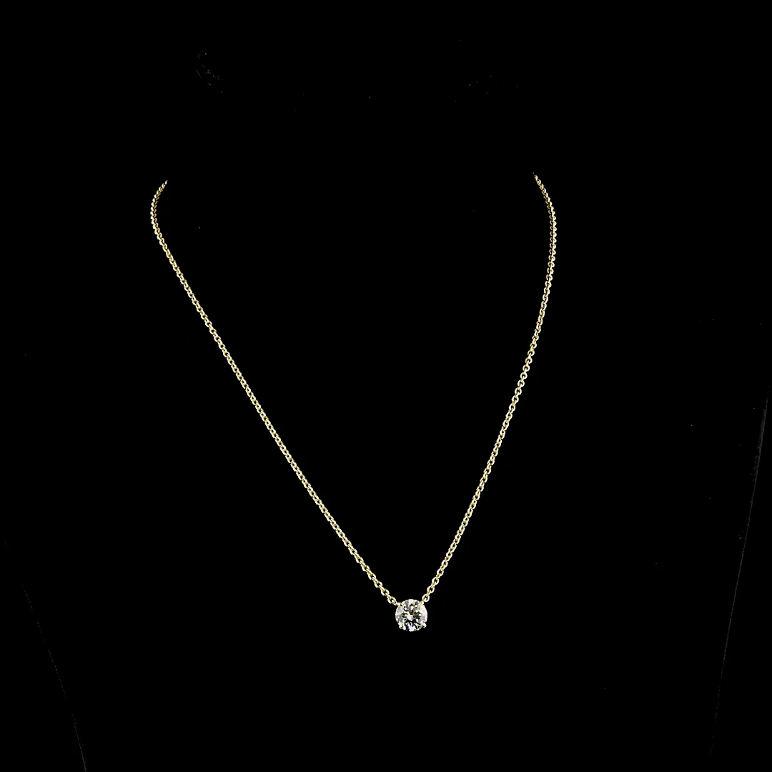 1.51 Cts 14k Yellow Gold Round Shape Solitaire Pendant