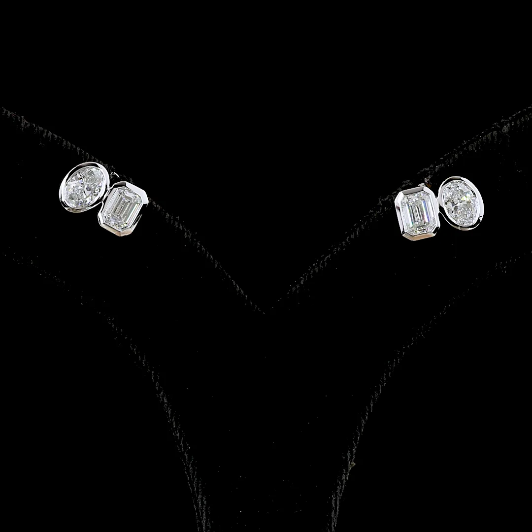 1.96 Cts 14k White Gold Mix Shape Studs Earring