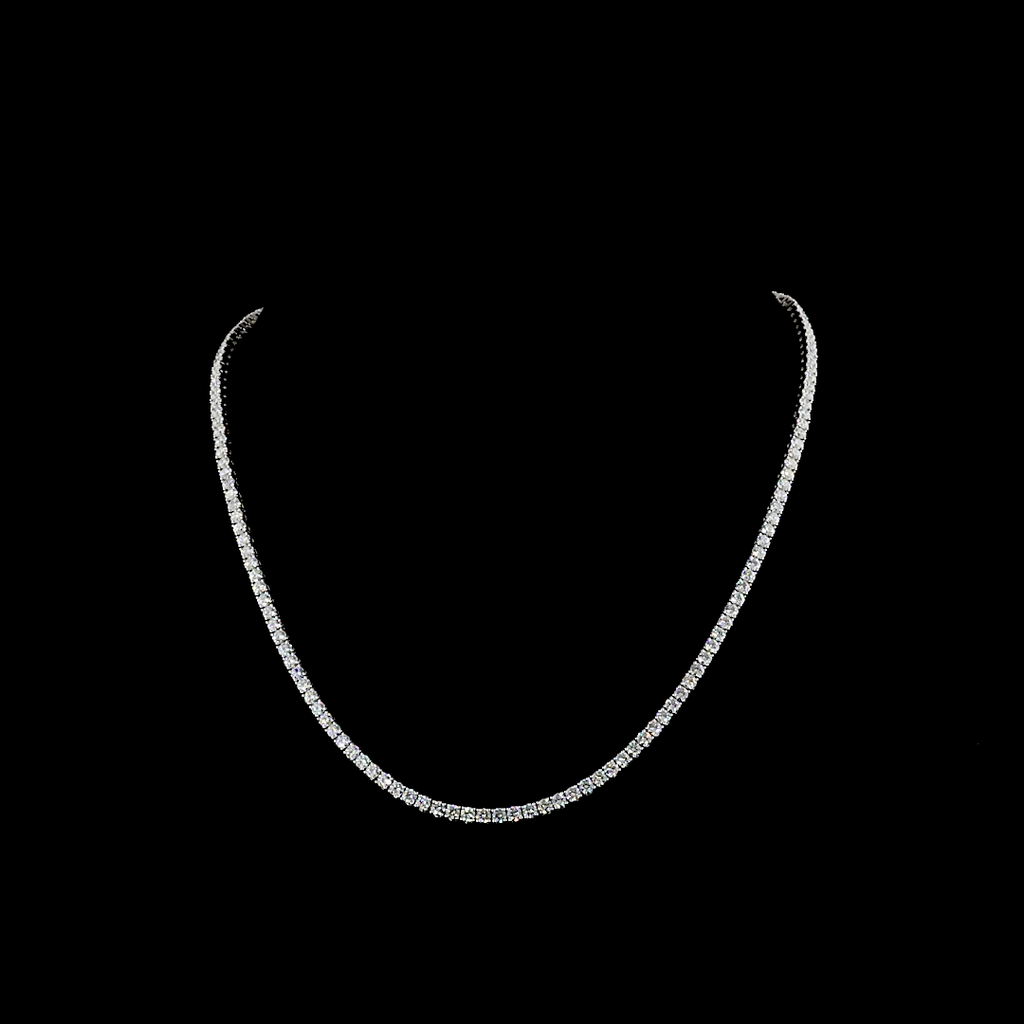 10 Cts 14k White Gold Round Shape Tennis Necklace