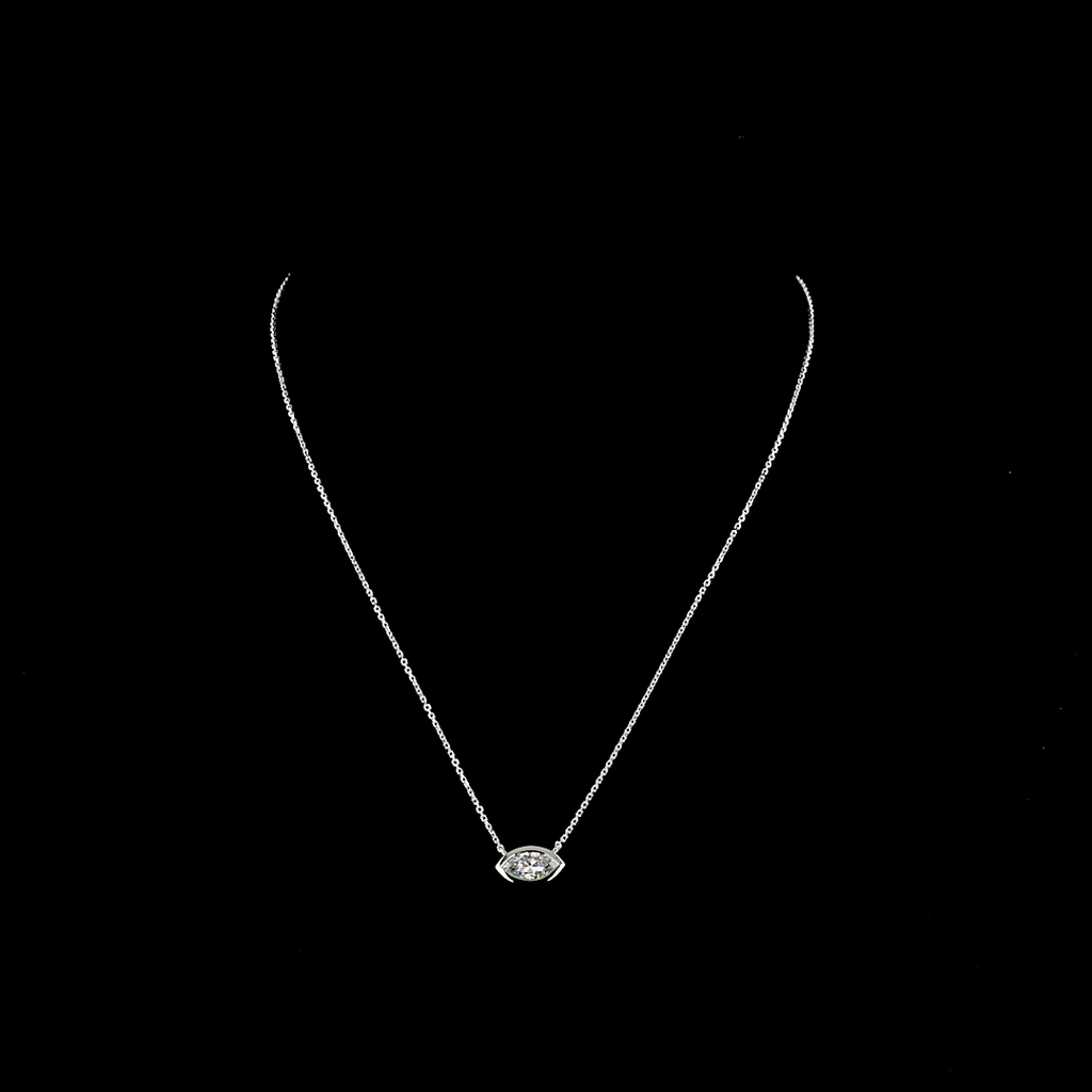 1.01 Cts 14k White Gold Marquise Shape Solitaire Pendant