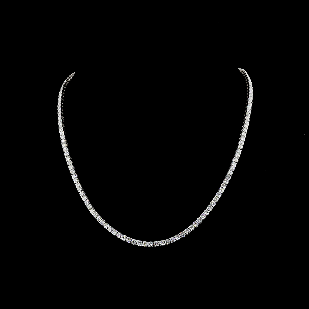 11.9 Cts 14k White Gold Round Shape Tennis Necklace