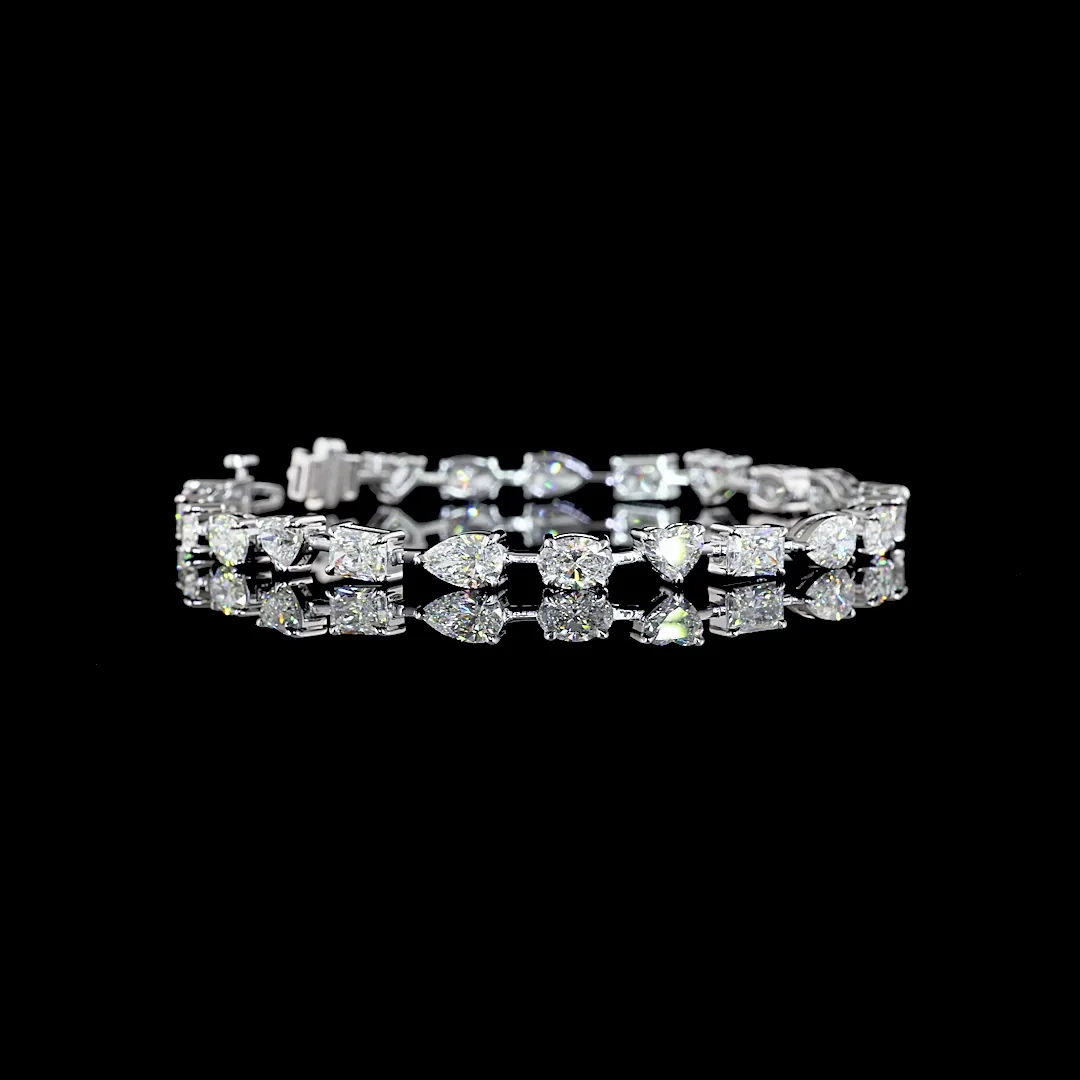 9.92 Cts 14k White Gold Mix Shape Station Bracelet
