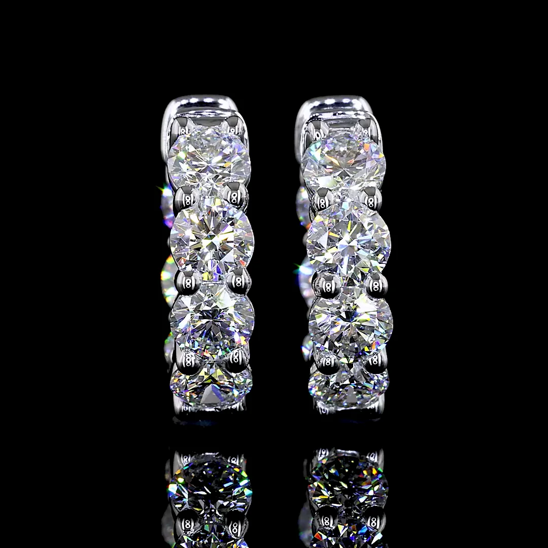 2.88 Cts 14k White Gold Round Shape Huggies Earring