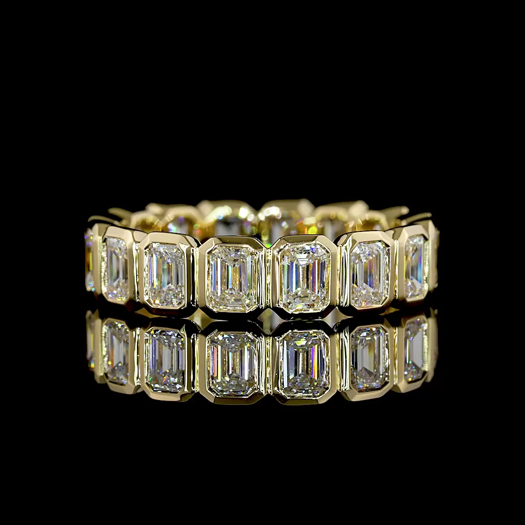 3.16 Cts 14k Yellow Gold Emerald Shape Eternity Band Eternity Band