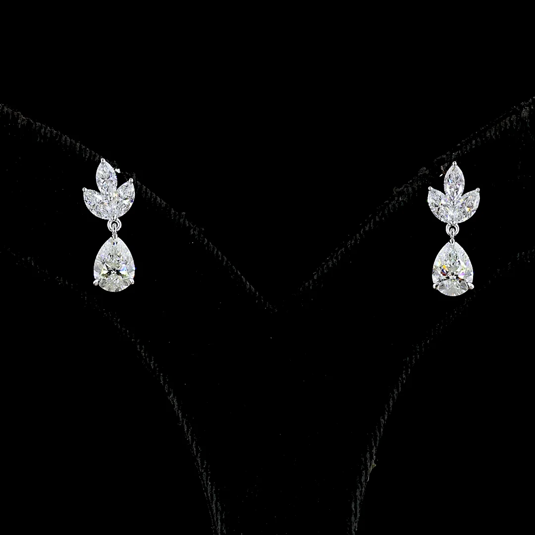 1.99 Cts 14k White Gold Mix Shape Hanging Earring