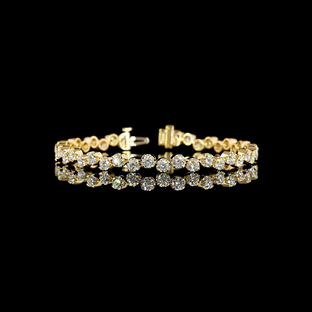 6.76 Cts 18k Yellow Gold Round Shape Tennis Bracelet