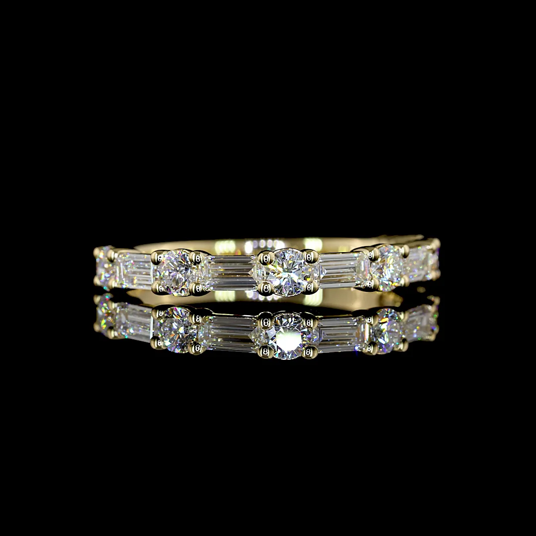 0.93 Cts 14k Yellow Gold Mix Shape Half Eternity Eternity Band