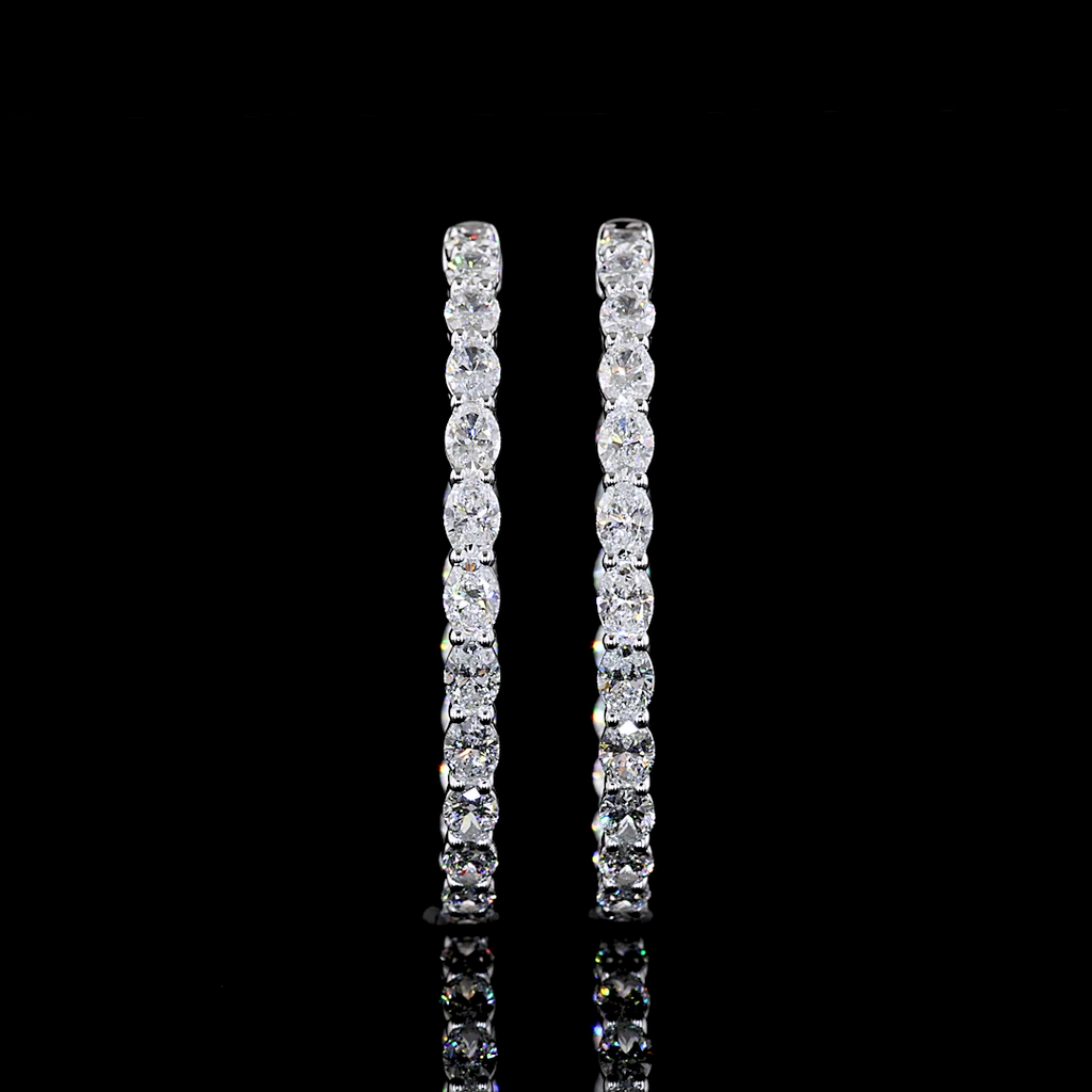 4.42 Cts 14k White Gold Oval Shape Hoops Earring
