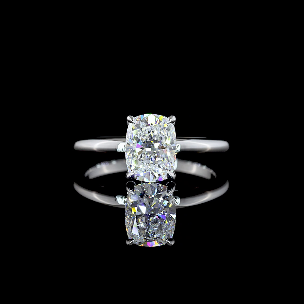 1.63 Cts 14k White Gold Cushion Modified Shape Hidden Halo Ring