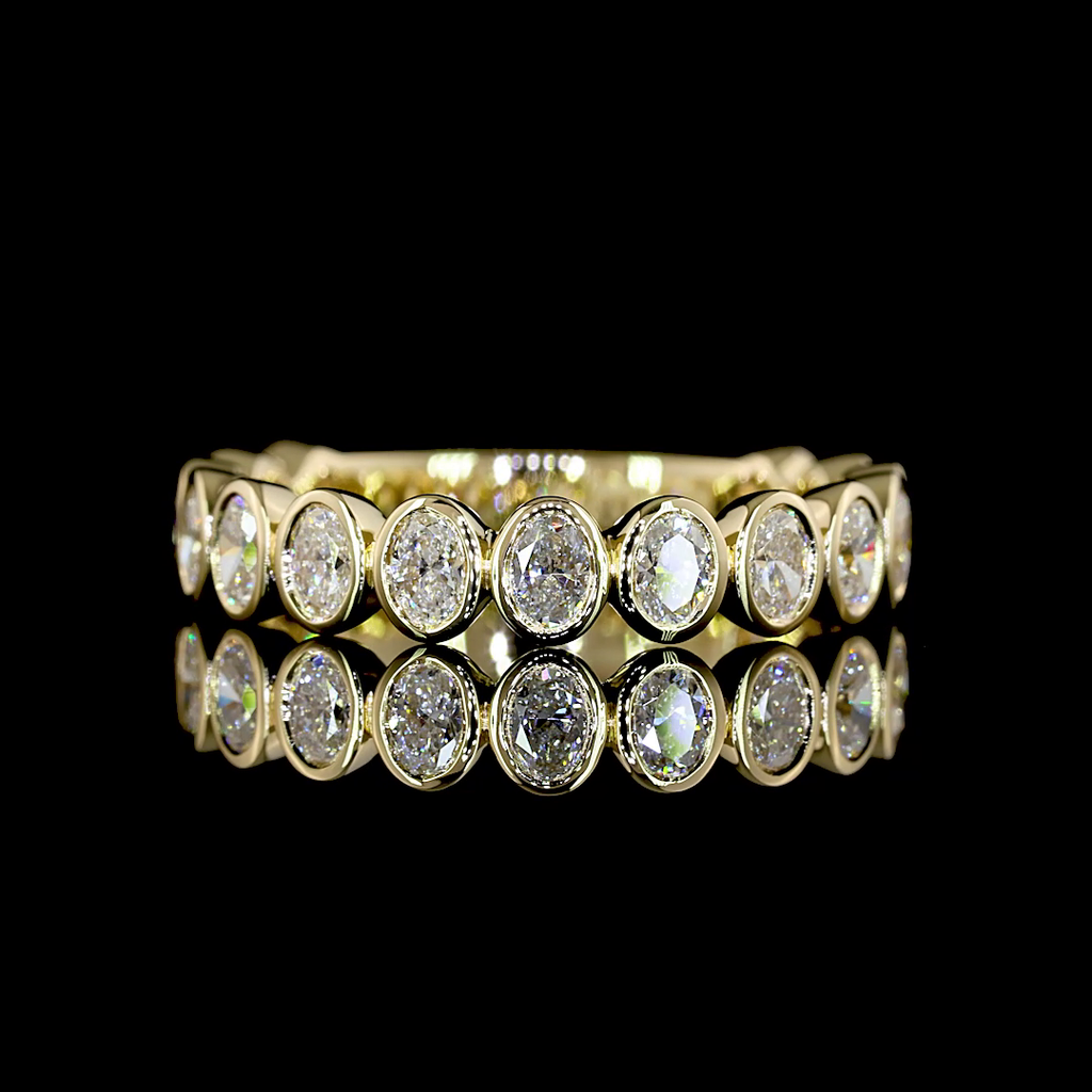 1.07 Cts 14k Yellow Gold Oval Shape 3/4 Band Eternity Band