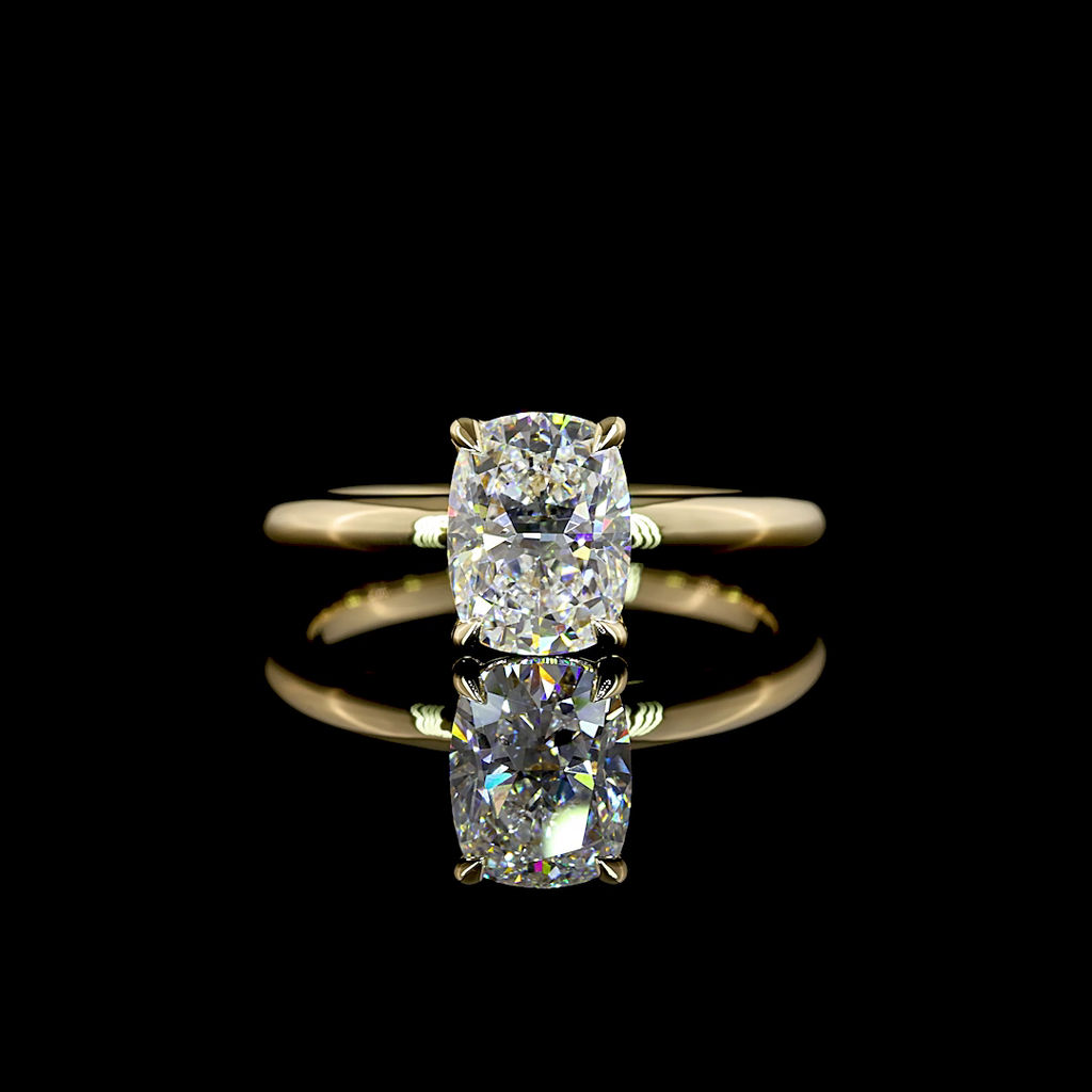 1.5 Cts 14k Yellow Gold Cushion Modified Shape Solitaire Ring