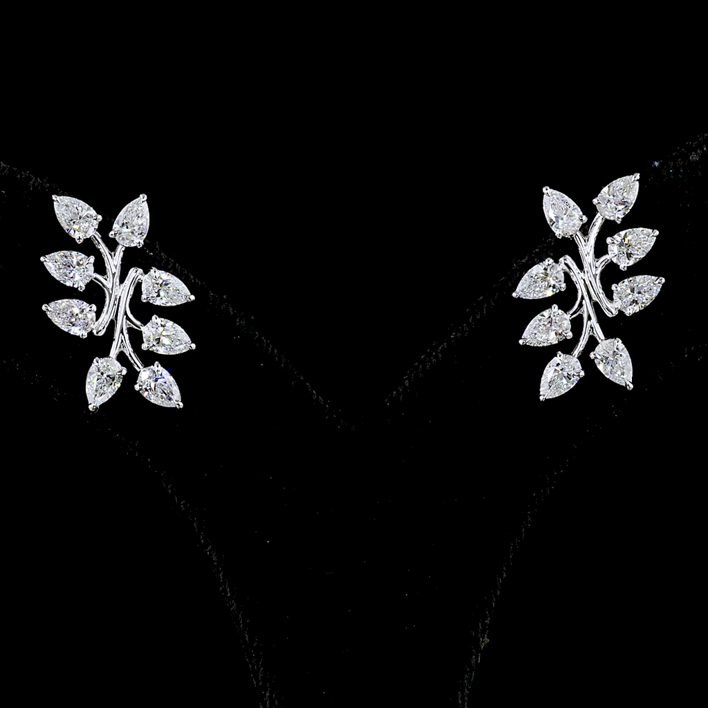 2.63 Cts 14k White Gold Pear Shape Special Earring